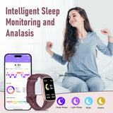 Zeacool Fitness Tracker with 24/7 Heart Rate, Blood Oxygen Sleep Monitor, 123 Sports Modes Calories Smart Watch,IP68 Waterproof Step Counter Activity Trackers Health Pedometer for Women Men Bordeaux