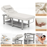 Artist hand Heavy Duty Professional Stationary Massage Table, Wide Spa Facial Bed with Backrest, Metal Frame PU Leather Massage Bed for Physical Therapy Treatment Tattoo Salon (Gray)