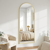 WISSMIELS 26x71 Inch Full Body Mirror - Large Arched Full Length Mirror with Stand Aluminum Frame Wall Mounted Leaning for Bedroom Living Room
