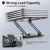RGB Laptop Stand for Desk, Adjustable Ergonomic Laptop Riser with 360° Rotating Base