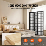 Room Divider, 3 Panel Japanese Room Divider, Wood Folding Privacy Screen Indoor, Japanese Partition Dividers Portable Decoration Screens