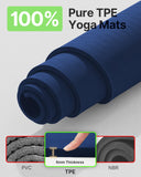 Large Yoga Mat (75 * 52 * 1/2inch),Extra Wide TPE Exercise Mat,Non-Slip Workout Mat for Pilates, Fitness, Barefoot, Home Gym Studio with Strap and Towel