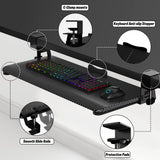 Under Desk Keyboard Tray, Slide-Out Keyboard Drawer with C-Clamp 25.6"x11.8"