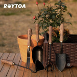 Garden Tool Set,5Pcs Gardening Tools, Stainless Steel Heavy Duty Hand Cultivator, Hoes, Shovel, Trowel and Weeder