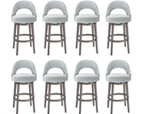 Mapleyard 26 Inch Swivel Upholstered Velvet Bar Stools Set of 8, Sage Grey