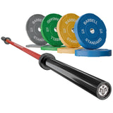 Mikolo 7ft Olympic Barbell, Barbell for Weightlifting and Powerlifting 45lb, Olympic Bar for 1500lbs Capacity, Weight Bar Fit 2” Standard Weights (combo 1)