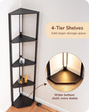 EDISHINE 64" Corner Shelf Floor Lamp for Living Room, Modern LED Corner Light with Shelves, 3CCT, Stepless Dimmable Tall Floor Light for Bedroom, Office, Dining Room, 3000K 4000K 5000K, Black Walnut