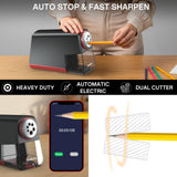 Aurbuex Heavy Duty Electric Pencil Sharpener S280, 3s Fast Sharpening, Dual Cutter Design, Zinc Alloy Blade for 12,000+ Sharpening, Auto Start/Stop