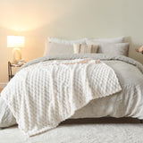 NEWCOSPLAY Super Soft Twin Blanket Ivory Premium Silky Flannel Fleece 3D Clouds Stylish Jacquard Lightweight Bed Blanket All Season Use 350GSM (Ivory, Twin(60"x80"))
