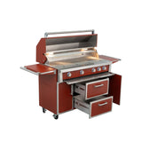 RENDGO NG 4 Cast Burners Outdoor Kitchen Grill Island, 99,000 BTU, Red Painting