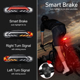 NineLeaf Smart Bike Alarm Taillight with Turn Signals and Automatic Brake Light, Waterproof Bicycle Horn with Remote Control, USB Rechargeable Rear Bike Tail Light for Night Riding, 9Pack