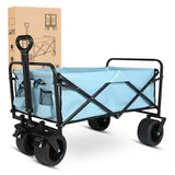 Yesker Foldable Wagon - 300lbs Collapsible Garden Carts with All Terrain Wheels for Outdoor Camping Sports Shopping Gardening  (Blue)