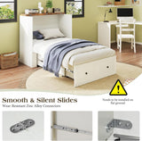 LUXOAK Queen Murphy Cabinet Bed with with Storage & Charging Station