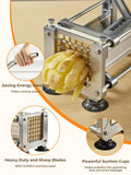 FOHRER French Fry Cutter, Professional Manual Potato Slicer for Potatoes with 3 Heavy Duty Stainless Steel Blades (1/2, 3/8, 1/4 Inch) (Sliver)