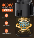 URVIBY Juicer Machines, 5.3" Large Feed Chute Cold Press Juicer with Double Press Technology, 400W Motor, High Juice Yield, Easy to Clean, Masticating Juicer for Whole Vegetables & Fruits, Dark Black
