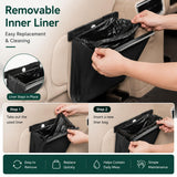 DEQNBNVF Car Trash Bag Holder for MG GT 2022-2025, Magnetic Car Garbage Bin with PU Leather Space Saving Holder, Magnetic Closure, Backseat Door Mount Organizer,A Beige