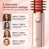 Youbella Cordless Hair Curling Iron Brush, Portable Travel Hair Curler, Mini 1.5″ Heated Round Brush, 3-in-1 USB Rechargeable Straightening Wand for Styling & Smoothing, 200 Million Ionic Care, Pink