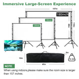 VntB Projector Screen and Stand, 180 inch Outdoor Projection Screen 15 FT Large Portable Movie Screen Wrinkle-Free 16:9 4K Rear Front Foldable Washable with Carry Bag for Backyard Theater Movie Night