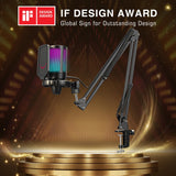 Gaming PC USB Microphone, Podcast Condenser Mic with Boom Arm, Pop Filter, Mute Button for Streaming, Twitch, Online Chat, RGB Computer Mic for PC Gamer Youtuber-AmpliGame A6T FIFINE