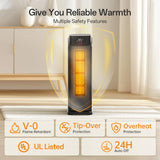BREEZOME Space Heater Indoor, 1500W PTC Portable Electric Heaters for Home with Thermostat & 90° Oscillating, 24H Timer, Quiet Safety Ceramic Tower Heater with Remote for Bedroom Office