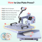 Slendor 8 in 1 Heat Press Machine 15x15 inch 360-Degree Swing Away Digital T Shirt Pressing Machine