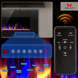 Xbeauty 50 inch Wall Mounted Recessed Electric Fireplace Insert, Ultra-Thin Lightweight LED Flush Mount Linear Fireplace Heater, Fit 2x4&2x6 Stud w/Touch Screen,Remote Control,750W-1500W,Black