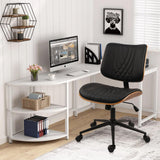 Desk Chair with Wheels, Adjustable Height Reading Chair, Leather Mid Back & Swivel Computer
