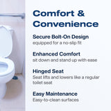 VMS Deluxe Bolt-On Hinged Raised Toilet Seat - Available in Elongated & Standard Styles, 300 lbs Weight Capacity (Elongated)