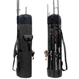 Allnice Sturdy Canvas Fishing Rod & Reel Organizer Bag Travel Carry Case Bag- Holds 5 Poles & Tackle (Black)