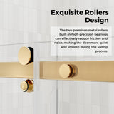 DELAVIN 56-60.in W x 72.in H Frameless Shower Door, Water Repellent Gold Shower Door with SGCC Clear Tempered Glass, Easy Sliding Showe Door with Explosion-Proof Film, Stainless Steel Top Rail