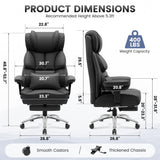 Office Desk Chair, Big and Tall Leather Gaming Chair with Footrest, Wide Ergonomic Comfy Executive High-Back Reclining Computer Chairs
