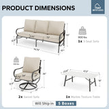 MFSTUDIO 4 Piece Metal Patio Furniture Set with Beige Cushions