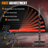 OPPSDECOR 6 in 1 900LBS Weight Bench with Leg Extension and Leg Curl, Foldable Bench Press Set and Squat Barbell Rack with Preacher Curl (Vermilionblack)