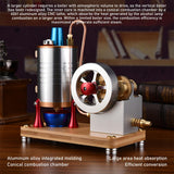 MechPuConToy Steam Engine Model, K007 Full Metal Vertical Dual-Cylinder Oneway Piston Steam Engine Model Kit with Boiler, Physical Science Engine Model Kit for Adults and Teens