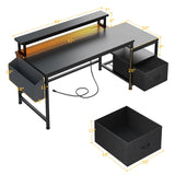 EnHomee 56.5" Office Desk with Drawers & Printer Space for Home Work,Black