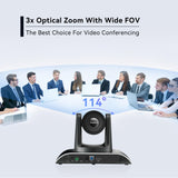All-in-One Conference System 3X Optical Zoom PTZ Camera with Bluetooth Speakerphone Upgraded System Audio and Video Output Tenveo