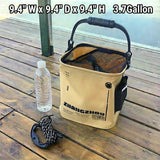Collapsible Fishing Bucket 3.7 Gallon/14L - Portable Folding Live Bait Bucket with Aerator Pocket, Rope & Net for Live Fish & Shrimp, Kayak, Camping, Hiking