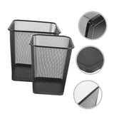 ABOOFAN Black Metal Mesh Wastebasket 2pcs with Solid Base for Office