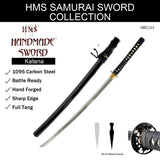 Hand Forged 1095 Bamboo Katana, Visible Hamon Full Tang Sword