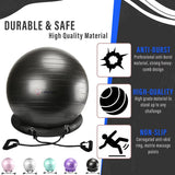 NEUMEE Yoga Ball Chair with 65cm Exercise Ball & 2 Resistance Bands, Stability Base for Home Office, Yoga, Pilates & Fitness, Balance Ball for Posture, Core Strength & Low Impact Workouts (Black)