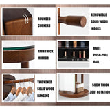 Hlixzoy A,Solid Wood Dressing Mirror Fitting Mirror Full Body Mirror Floor Mirror with Makeup Cabinet Hanger Integrated Storage Bedroom Home