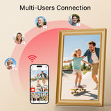 Frameo 10.1 Inch WiFi Digital Picture Frame, 1280x800 HD IPS Touch Screen Photo Frame Electronic, 32GB Storage, Auto-Rotate, Wall Mounted, Share Photos/Videos Instantly from Anywhere - Gold