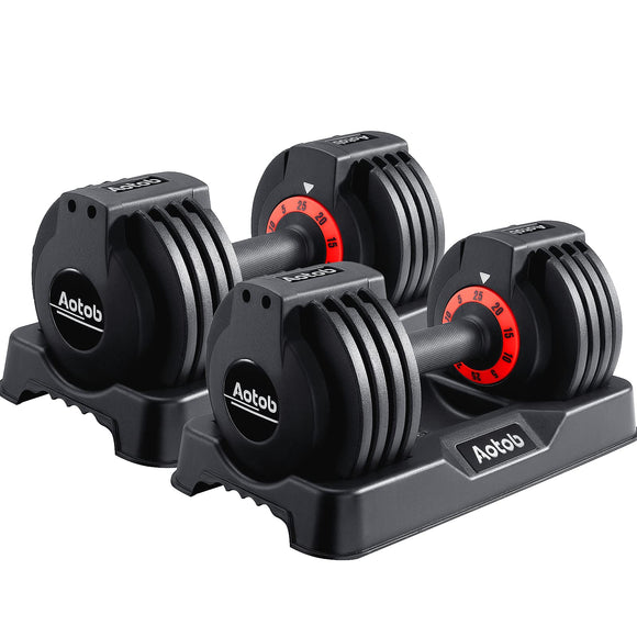 AOTOB 25 lbs Adjustable Dumbbell Set - Pair with Anti-Slip Fast Adjust Turning Handle, Suitable for Men and Women, Ideal for Home Gym Exercise AOTOB