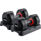 AOTOB 25 lbs Adjustable Dumbbell Set - Pair with Anti-Slip Fast Adjust Turning Handle, Suitable for Men and Women, Ideal for Home Gym Exercise AOTOB