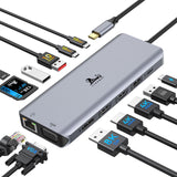 USB C Docking Station 4 Monitors, LIONWEI 13-in-1 USB C Hub for Laptop Mac