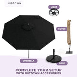 Midtown Umbrellas Push & Pop 10 Ft Patio Umbrellas with Push & Pop Mechanism, Fiberglass Ribs & Sunbrella Fabric – Outdoor Umbrella for Deck, Pool, Cafés & Hotels – Spectrum Carbon Canopy, Silver Pole