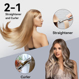 Quico Hair Straightener, Professional Flat Iron with Hair Care, 11 Temps Settings, Dual Voltage Hair Straightener and Curler with Auto Shut-Off, Smart 3D Ceramic Floating Plates, 12s Fast Heating