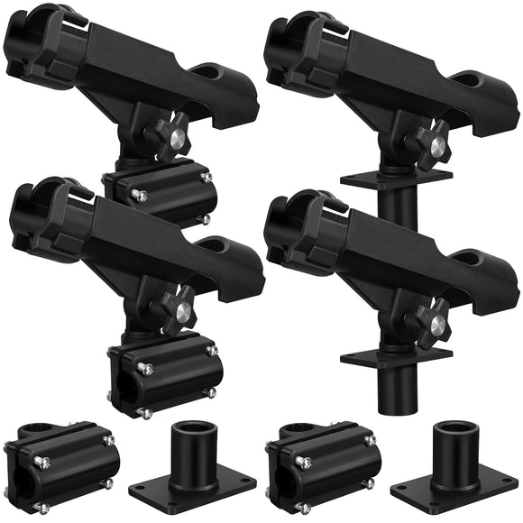 4 Pieces Fishing Rod Holder for Boat Adjustable Swivel Fishing Pole Holders Fishing Accessories, Black Liliful