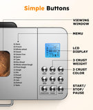 2LB Bread Maker Machine, OSIPOTO 17 in 1 Automatic Stainless Steel Bread Machine, Non-stick, Beginner-Friendly Controls, 15 Hour Timer, Easy to Clean Low Noise, High Success Rate for Homemade Bread
