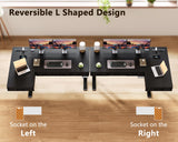 OffiGo 55 Inch L Shaped Standing Desk with 4 Wooden Drawers, Black